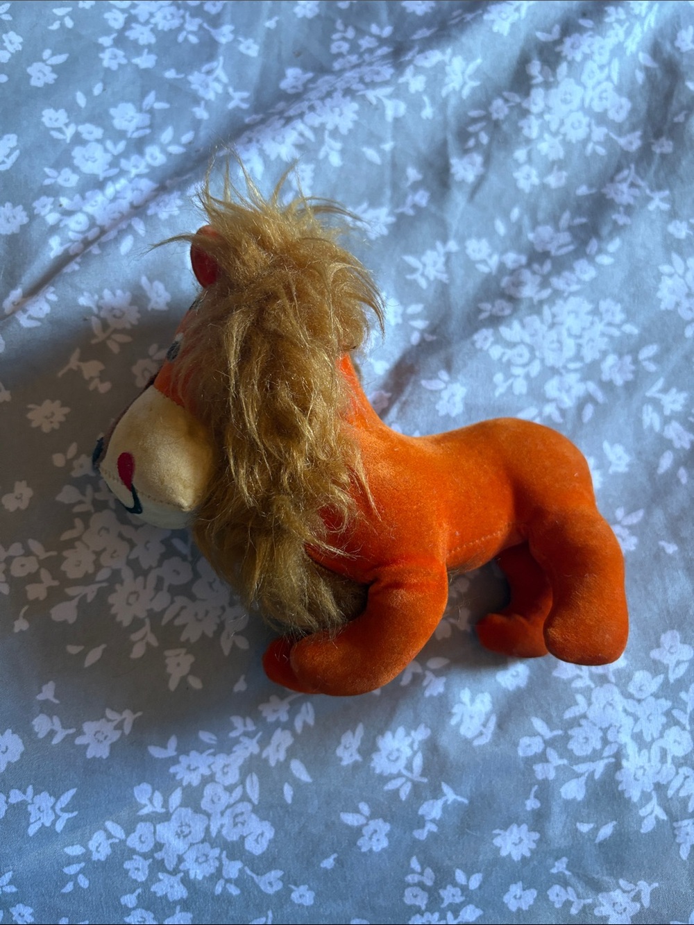 Plush Orange Lion Dog Toy with Soft Mane